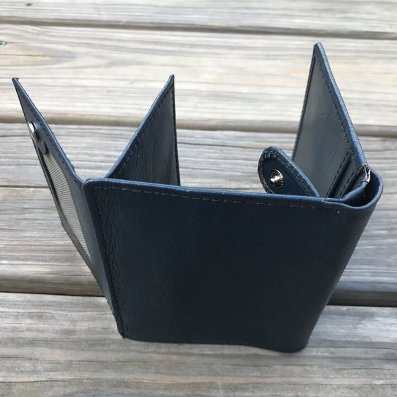 Blue Wallet Handmade Men Card Holder Purse Leather - Picture 8 of 12